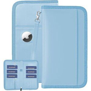 New Passport Holder with AirTag Slot, PU Leather Travel Document Organizer,